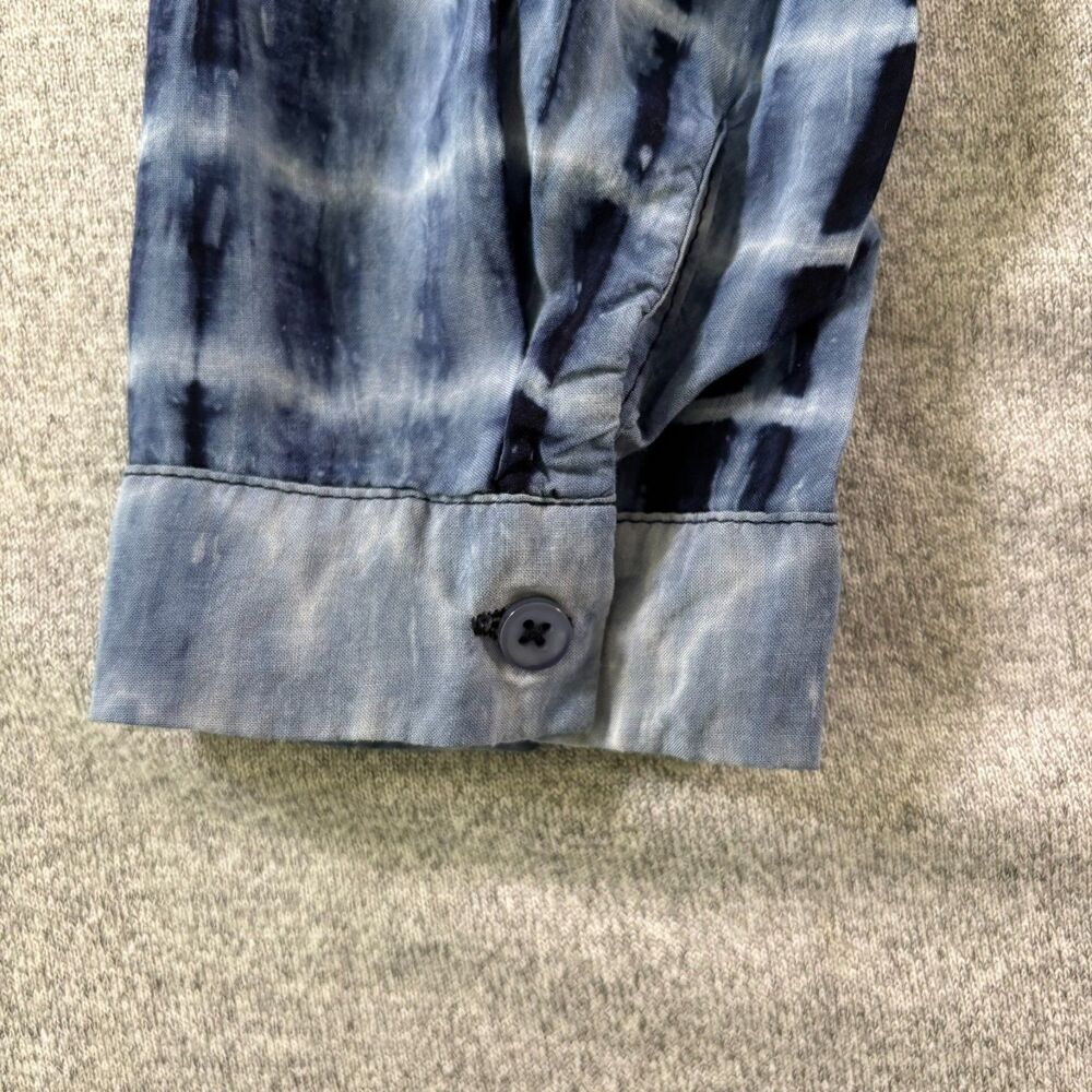 Mystree Women's Blue Tie Dye Button Down Shirt Boho Coastal Long Sleeve Blouse - Picture 4 of 6